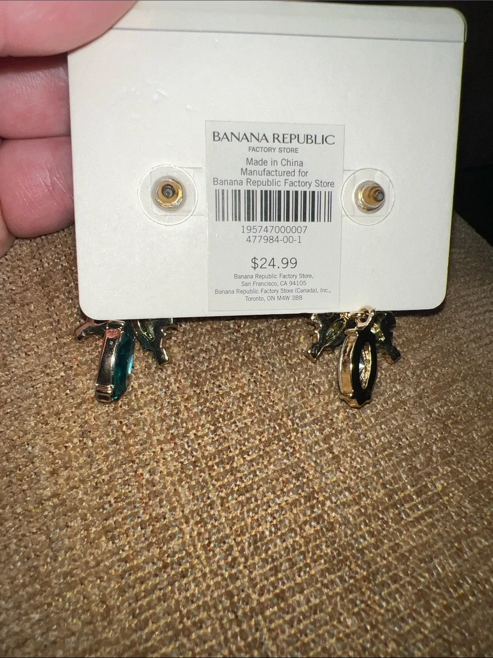 Banana Republic Teal and Emerald Crystal Cascade Earrings